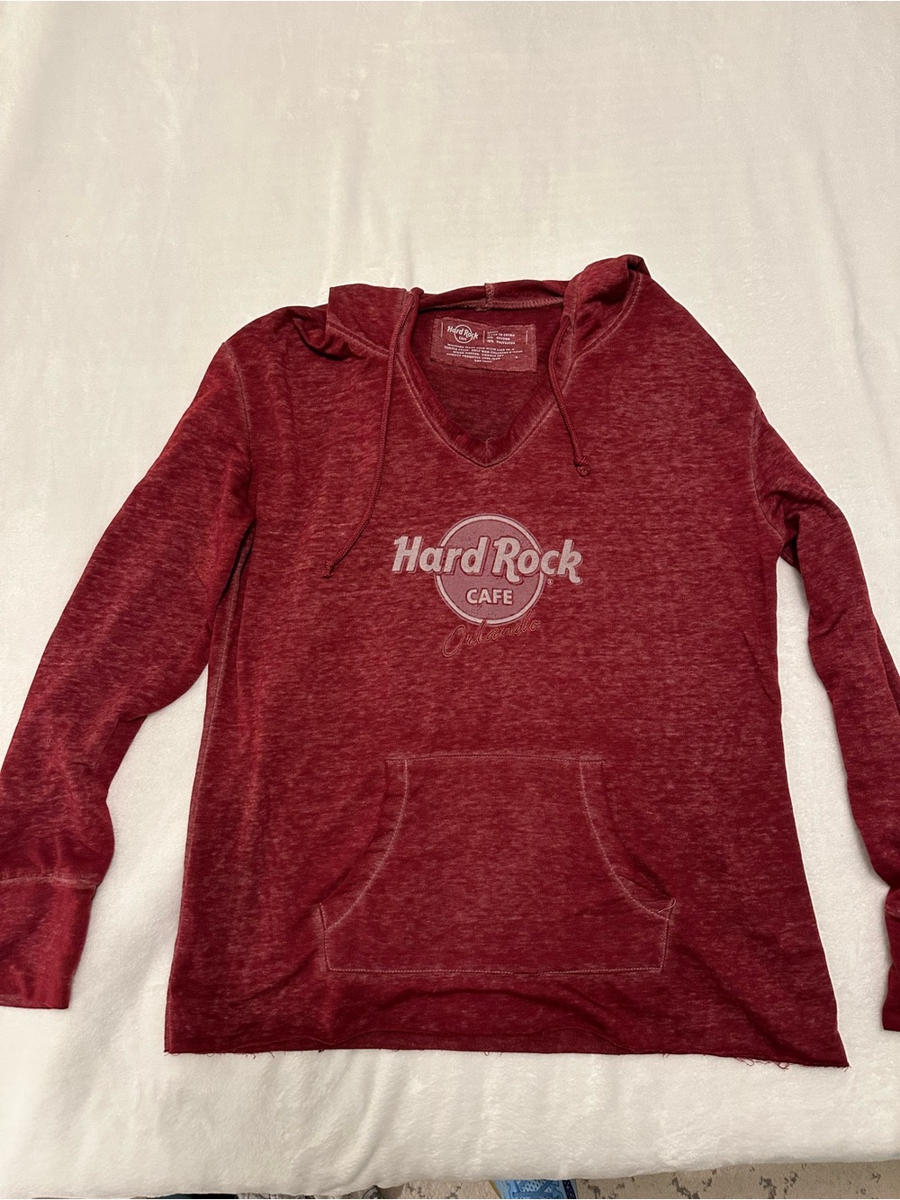 Hard Rock Cafe Maroon Hooded Pullover Sweatshirt